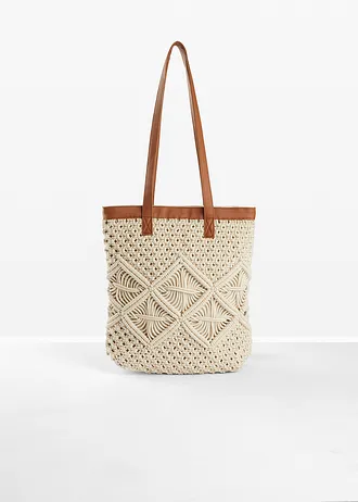 Macramé shopper, Kleur: ecru