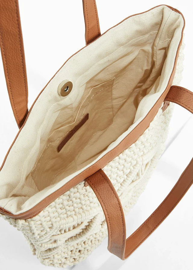 Geantă shopper din macrame • bej natur • magazin bonprix