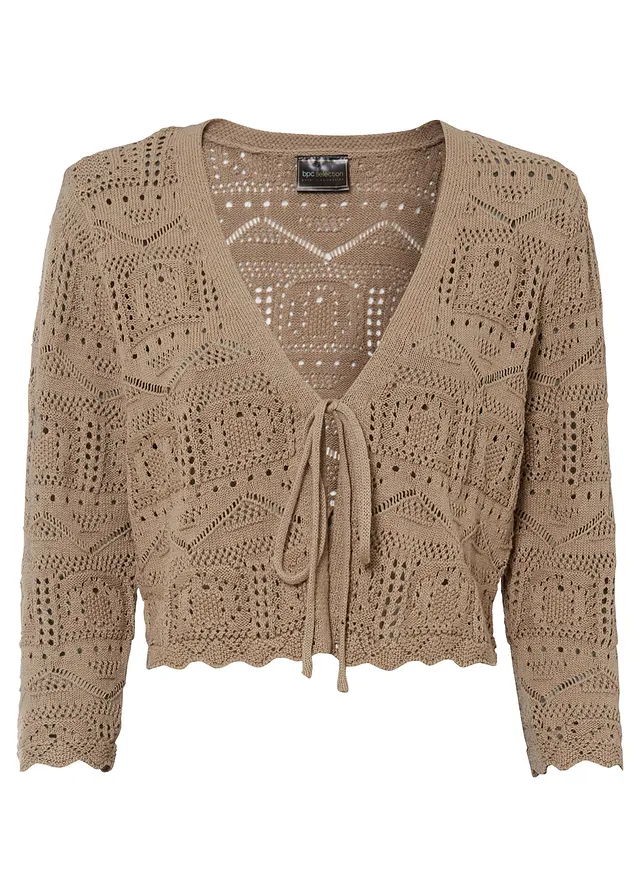 Ažúrové bolero • hnedosivá • obchod bonprix