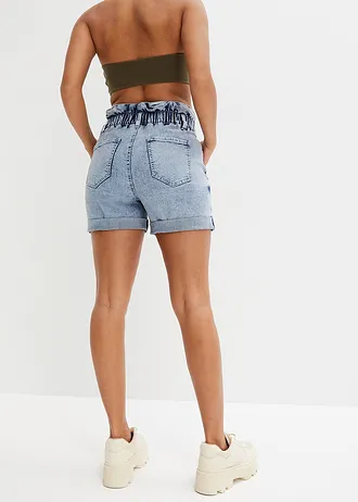 Džínsové šortky Paperbag, farba: modrá denim