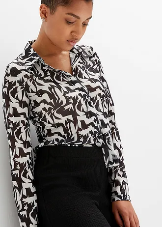 Pantalon en crêpe texturé, taille élastiquée • noir • Boutique bonprix