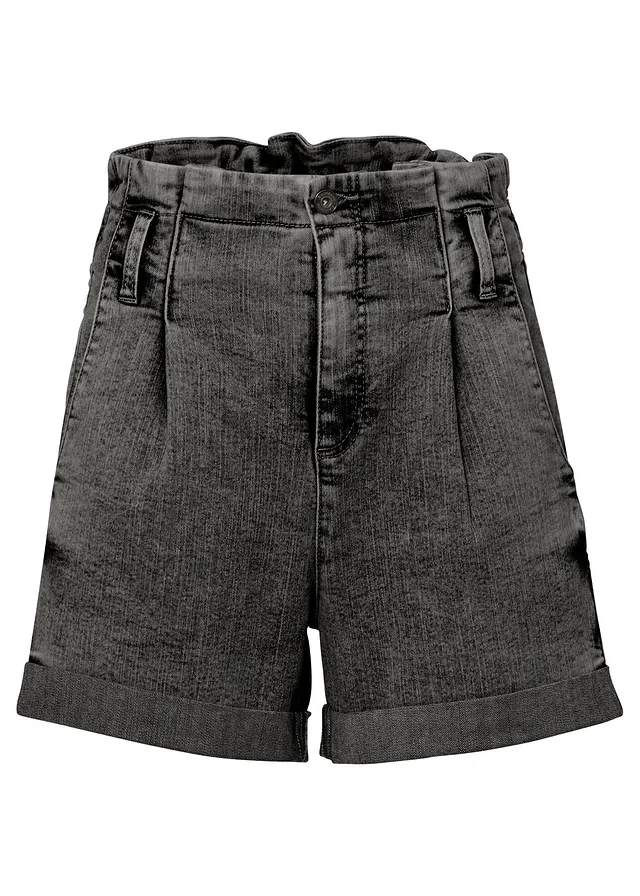 Džínové šortky Paperbag • černý denim • bonprix obchod