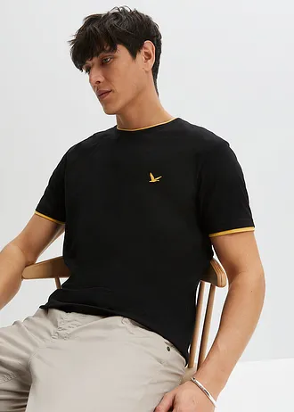 T-shirt (set van 2), Kleur: zwart+grijsgroen