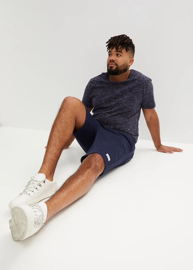 Sweat bermuda (set van 2), Kleur: donkerblauw+grijs gemêleerd