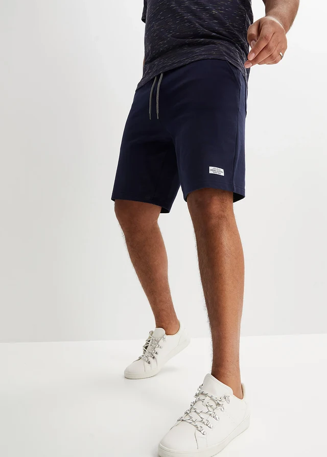 Sweat bermuda (set van 2), Kleur: donkerblauw+grijs gemêleerd