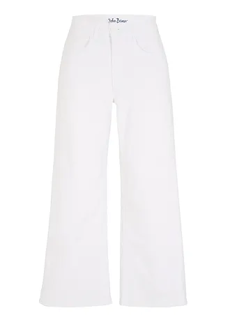 Comfort stretch 7/8 jeans, wide fit, Kleur: wit twill