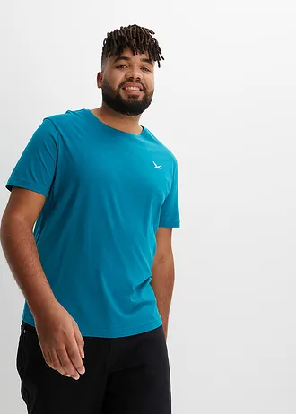 T-shirt (set van 3), Kleur: wit+zwart+kobaltturkoois