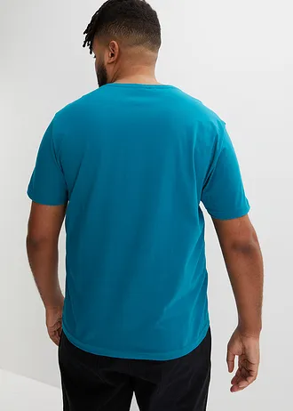 Lot de 3 T-shirts, Couleur: blanc + noir + turquoise cobalt