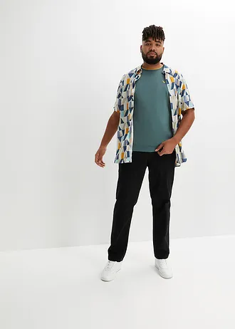 T-shirt (set van 2), Kleur: zwart+grijsgroen