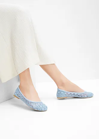 Ballerines à dentelle • bleu nacré • Boutique bonprix