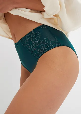 Maxikalhotky s jemnou krajkou (2 ks v balení) • tmavě zelená + béžovošedá • bonprix obchod