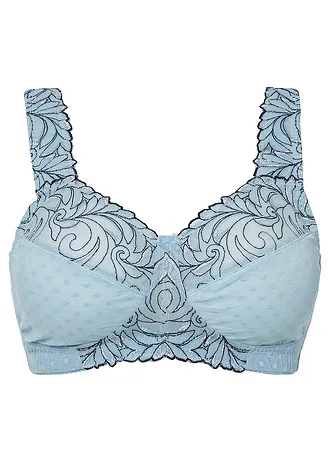 Steun bh zonder beugels met gewatteerde schouderbandjes, Kleur: mistblauw-donkerblauw