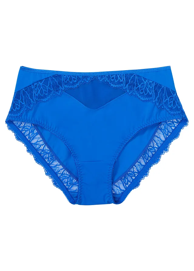 Maxislip met sierlijk kant, Kleur: azuurblauw