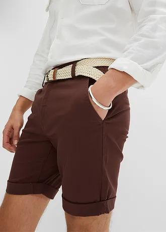 Stretch chino bermuda met riem, regular fit • terrabruin • bonprix online shop
