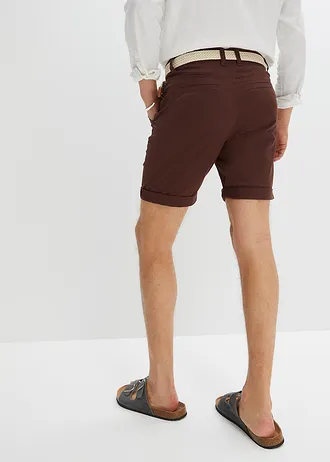 Stretch chino bermuda met riem, regular fit • terrabruin • bonprix online shop