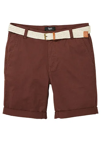 Stretch chino bermuda met riem, regular fit • terrabruin • bonprix online shop