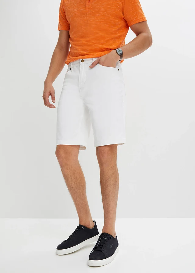 Bermuda extensible, coupe classique, Couleur: blanc