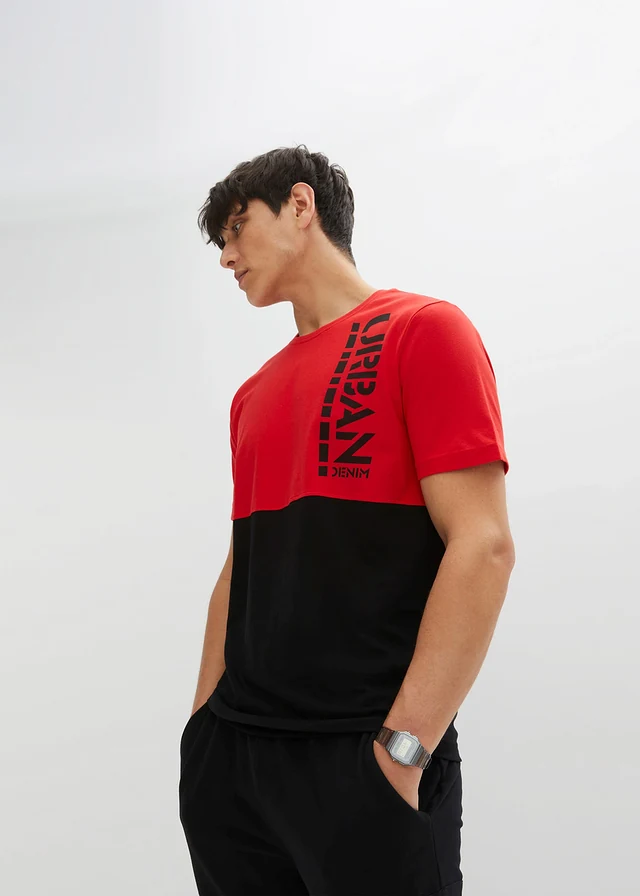 T-shirt, Couleur: fraise/noir