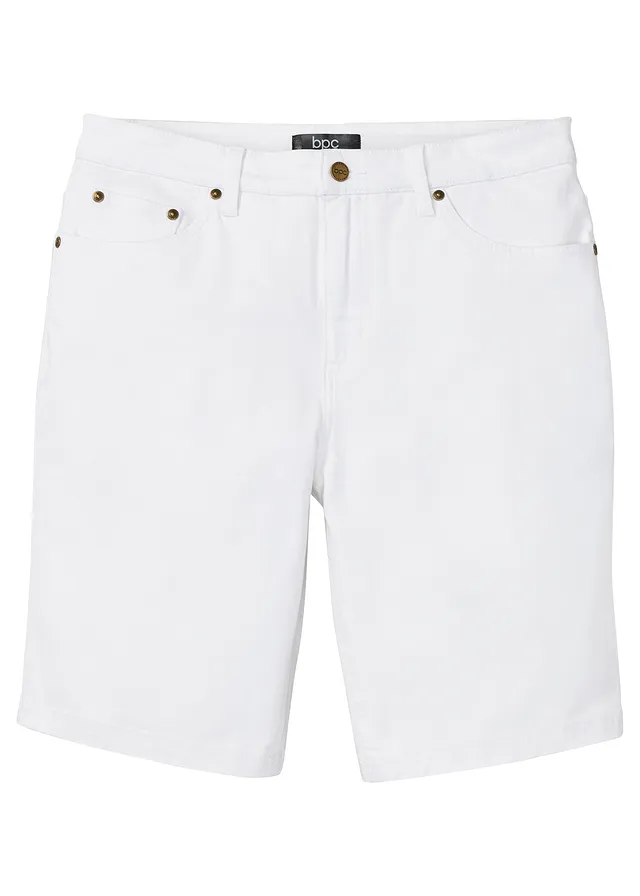 Bermuda extensible, coupe classique, Couleur: blanc