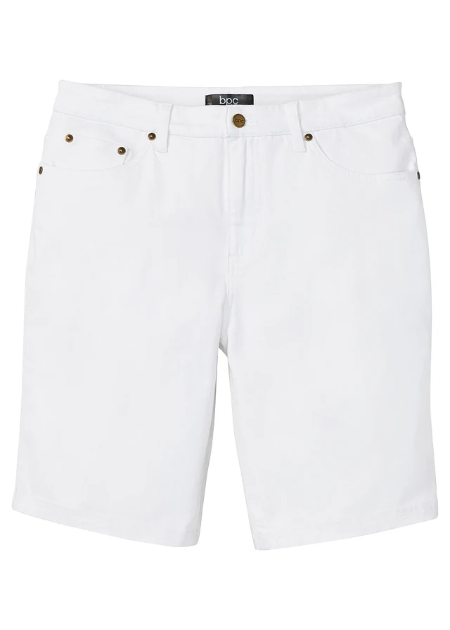Classic fit stretch bermuda, Kleur: wit