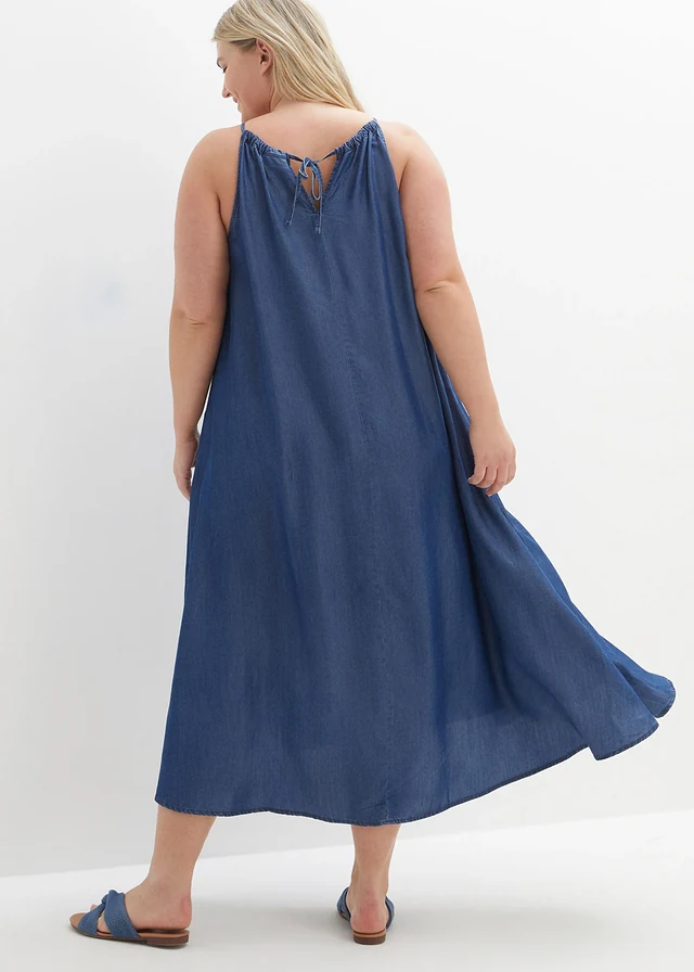 Robe en jean lyocell fluide, Couleur: bleu stone