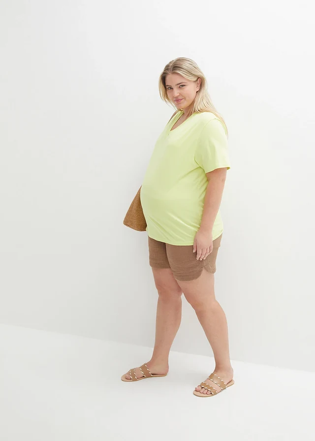 Mousseline zwangerschapsshort, Kleur: grijsbruin