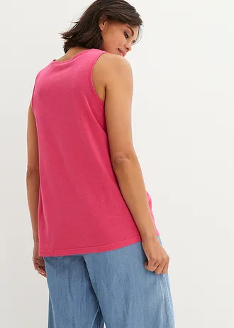 Dlouhý udržitelný top s kulatým výstřihem • tmavě pink • bonprix obchod