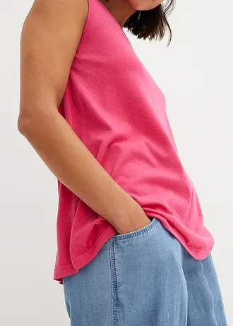 Dlouhý udržitelný top s kulatým výstřihem • tmavě pink • bonprix obchod