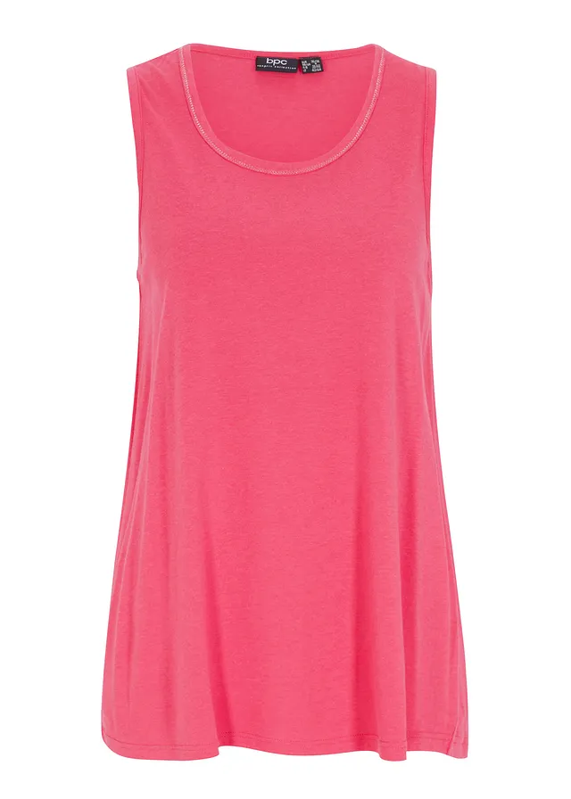 Dlouhý udržitelný top s kulatým výstřihem • tmavě pink • bonprix obchod