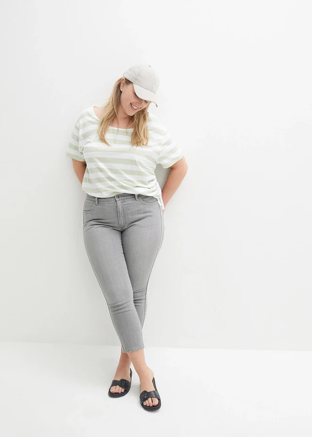 7/8 skinny stretchjeans, high waist, Kleur: light grey denim