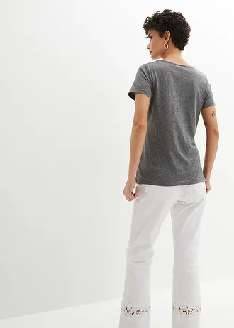 Tričko, barva: šedý melír-bílá s potiskem