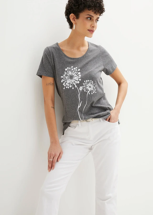T-shirt • grijs gemêleerd-wit met print • product-page.page-title-suffix