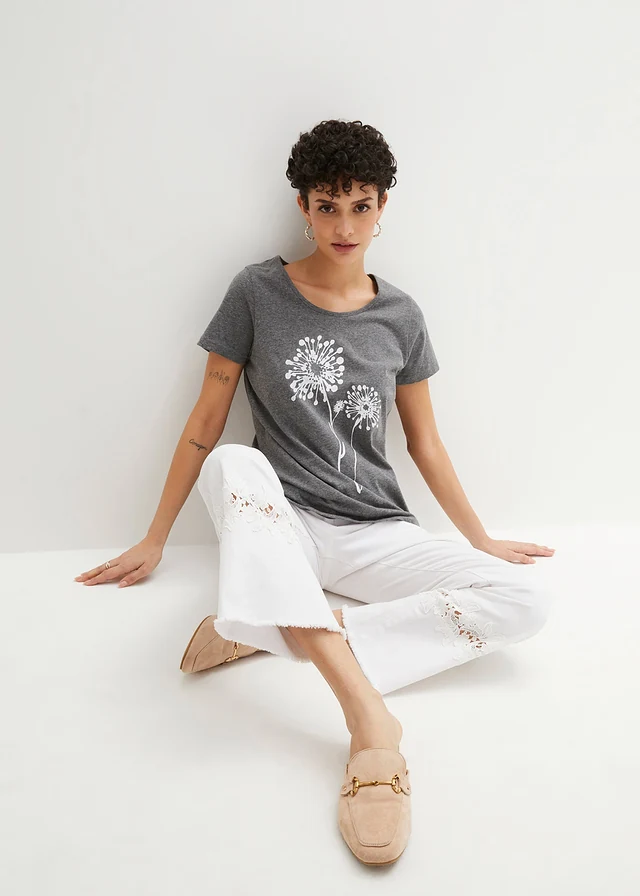 T-shirt • grijs gemêleerd-wit met print • product-page.page-title-suffix