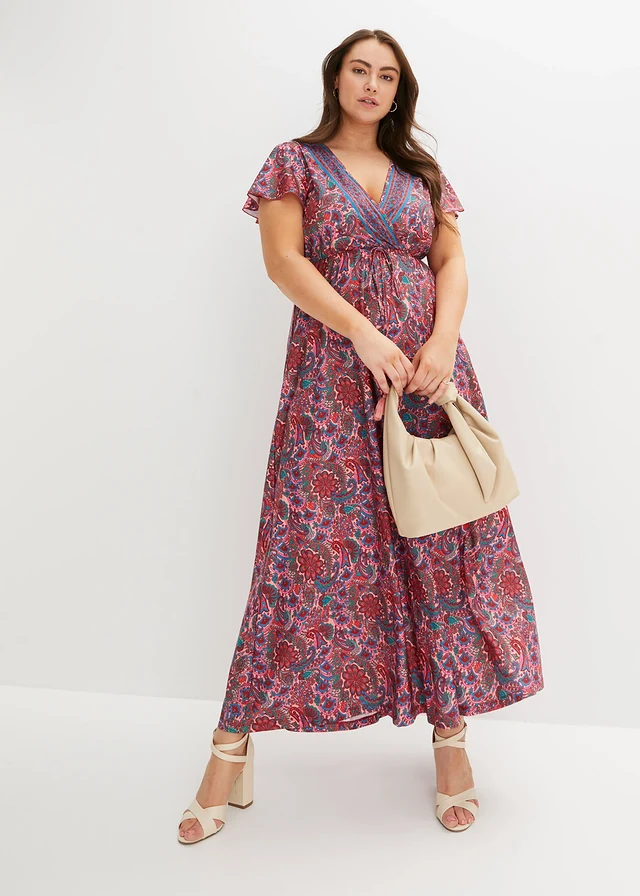 Gedessineerde maxi jurk van jersey, Kleur: roze