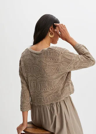 Ajour bolero, Kleur: taupe