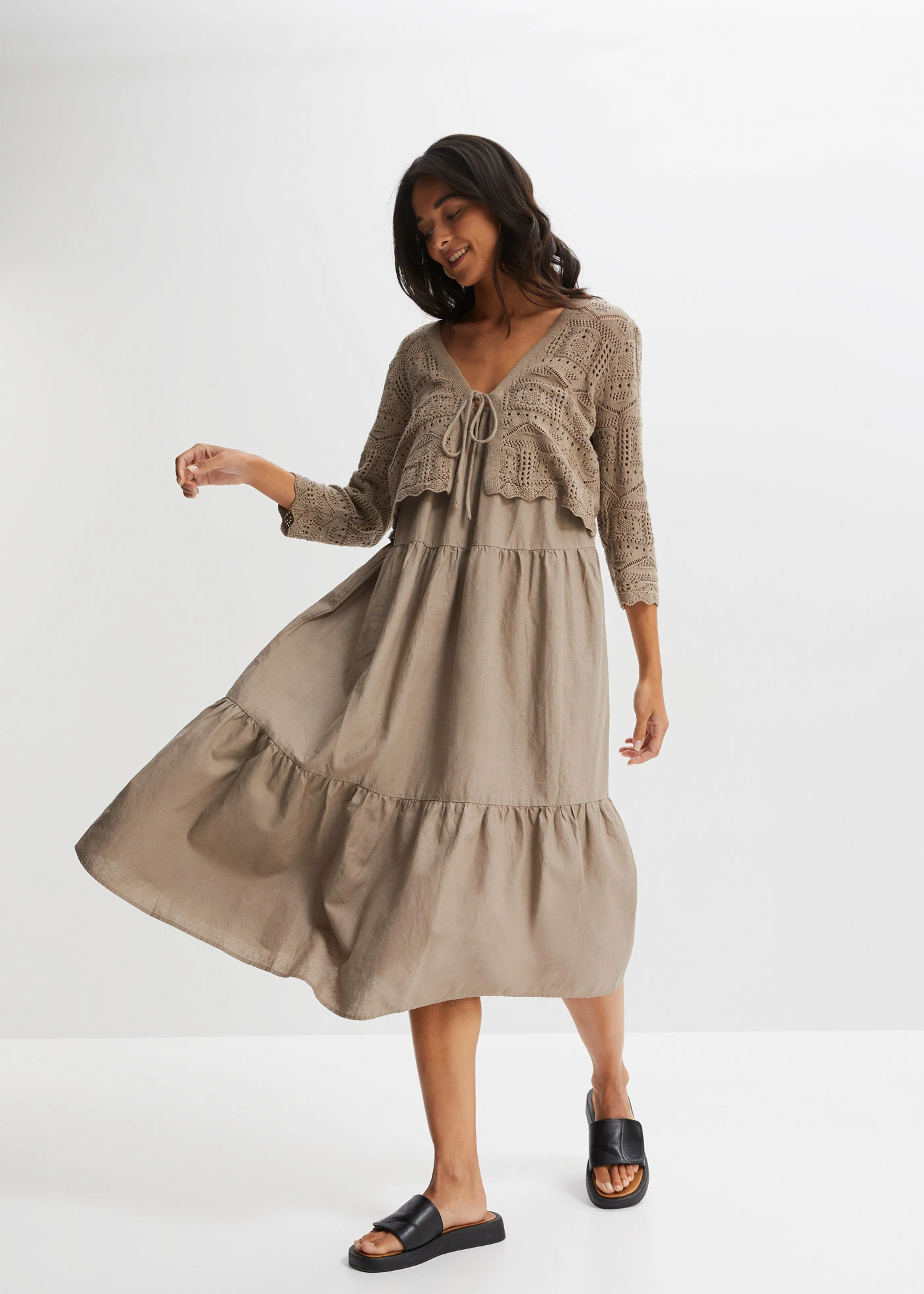 Ažurové bolerko • hnědošedá • bonprix obchod