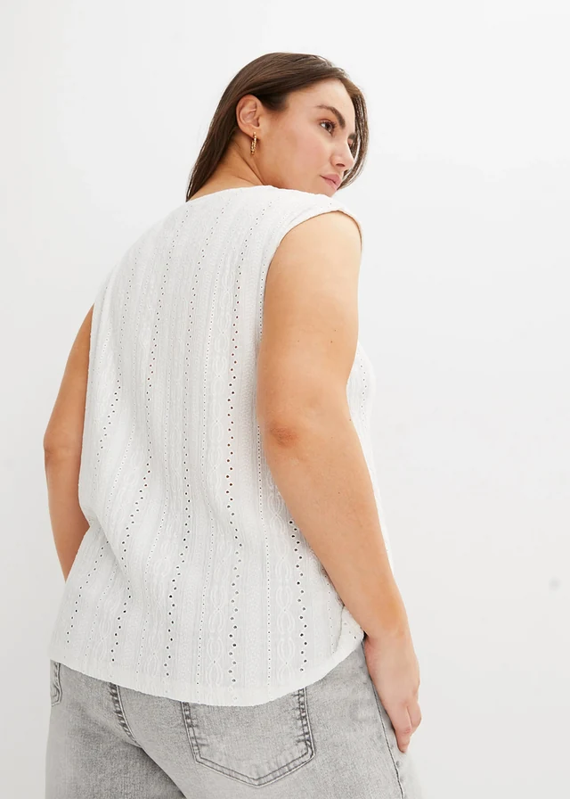Top en broderie anglaise, Couleur: blanc