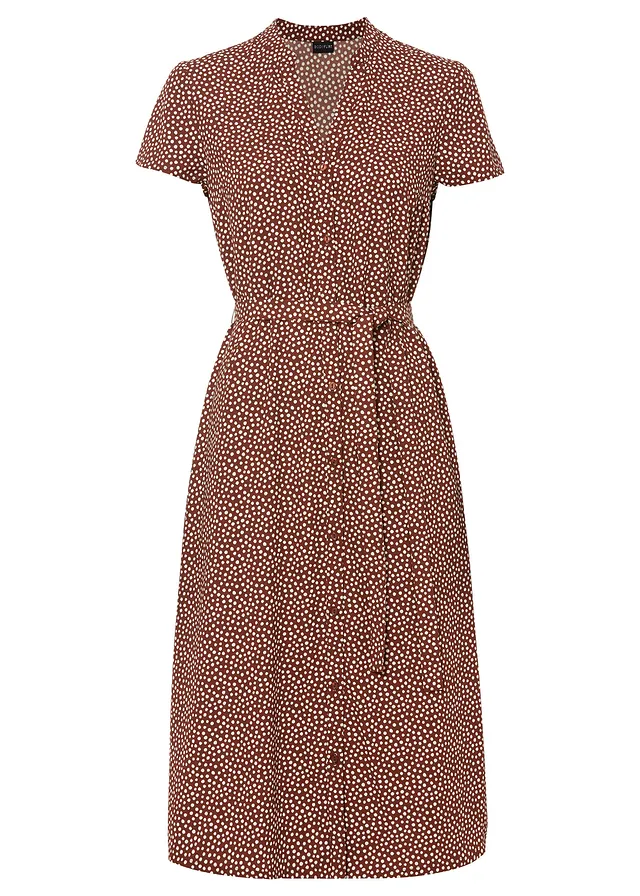 Halenkové šaty s puntíky • puntíkované kouřově hnědá-bílá • bonprix obchod