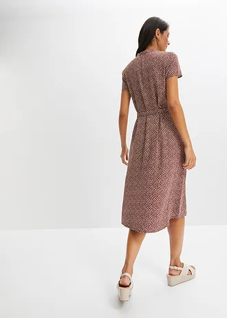 Halenkové šaty s puntíky • puntíkované kouřově hnědá-bílá • bonprix obchod