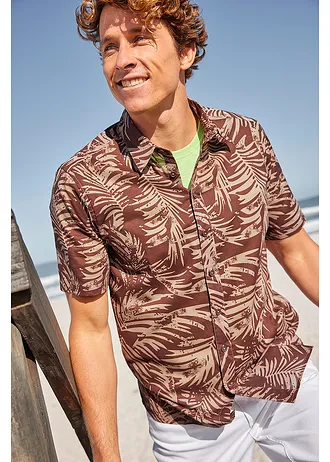 Overhemd met korte mouwen van puur katoen • terrabruin • bonprix online shop