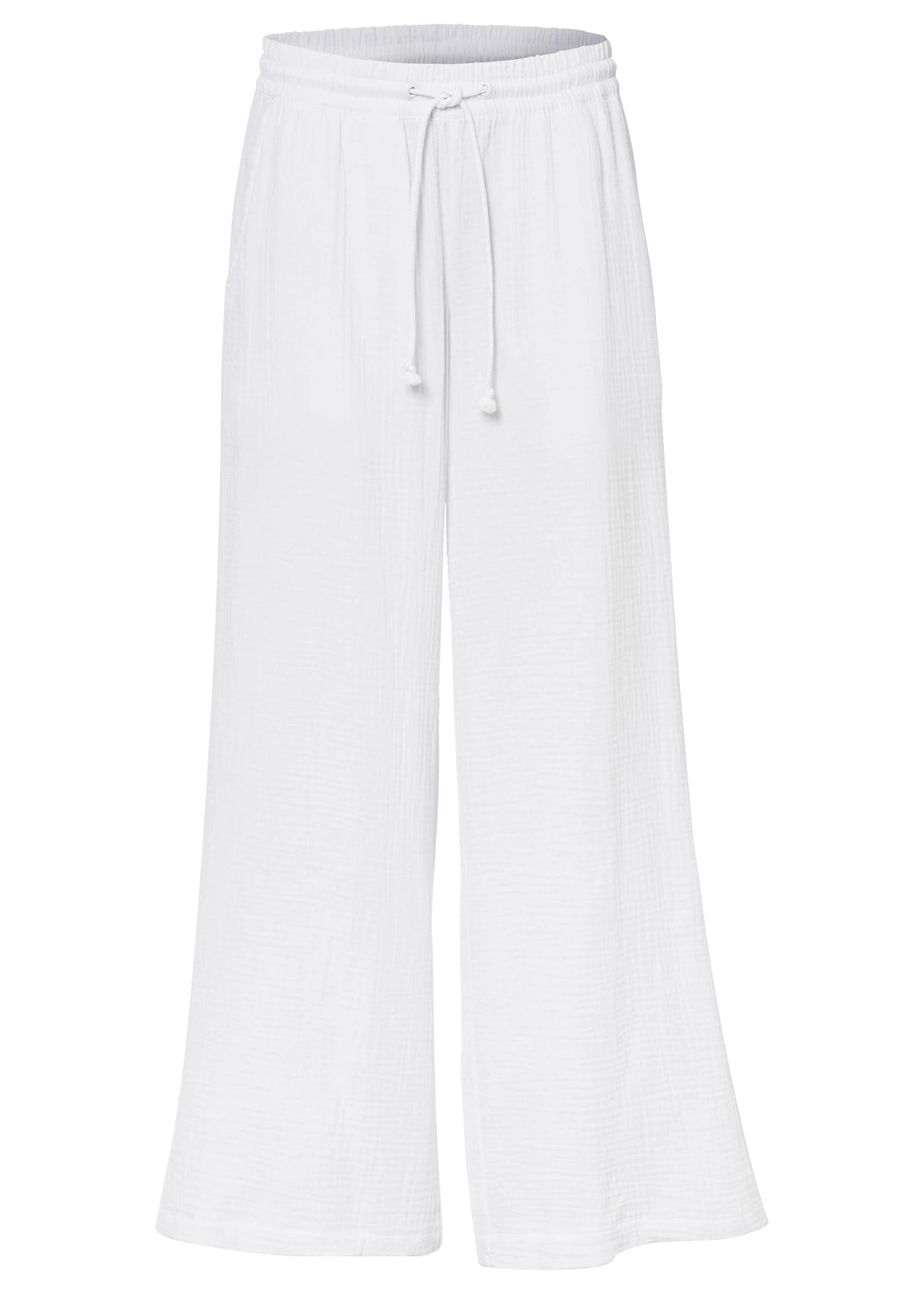 Pantalon palazzo léger en gaze de coton • blanc • Boutique bonprix