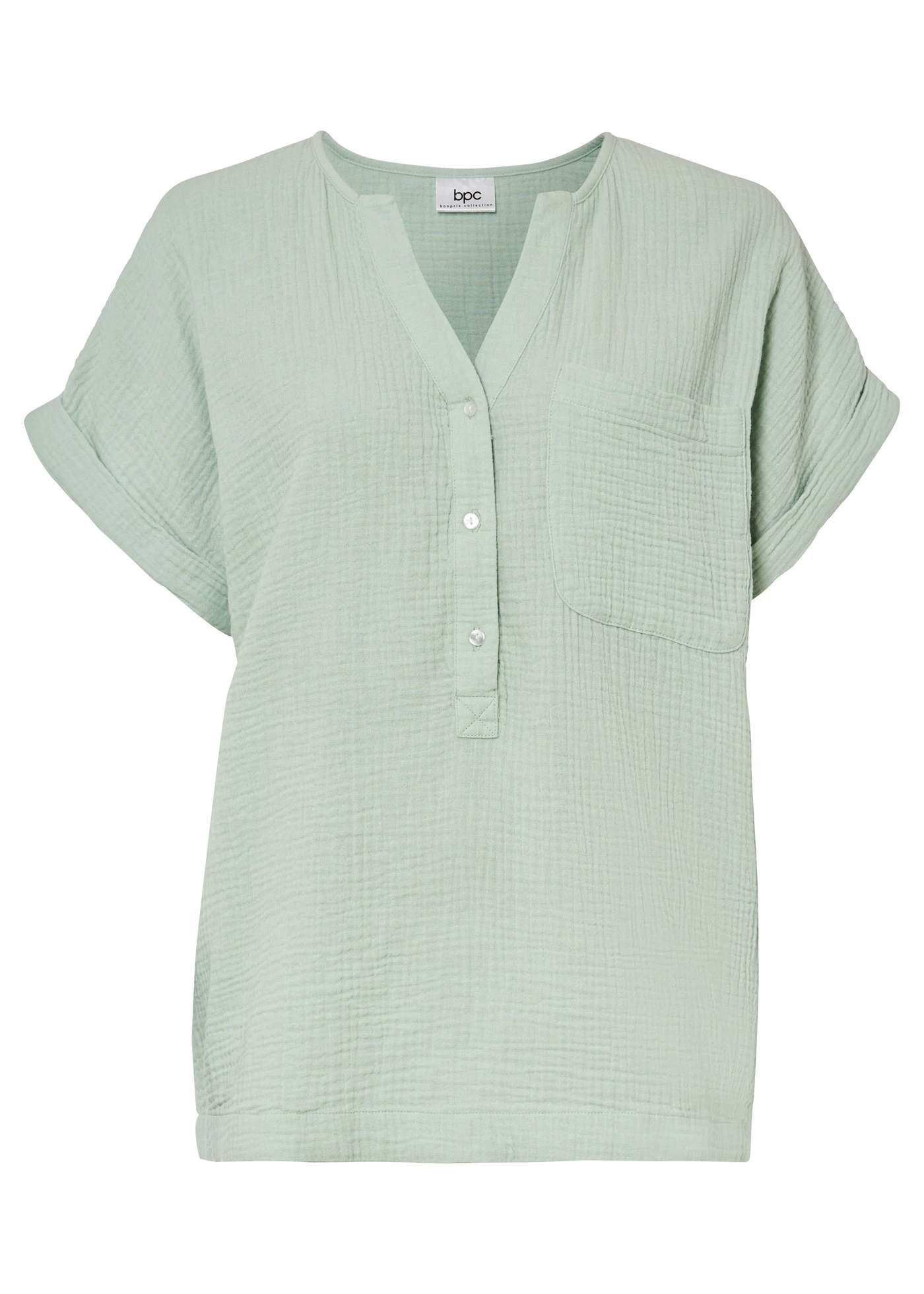 Mousseline blouse met korte mouwen • lichtrietgroen • product-page.page-title-suffix