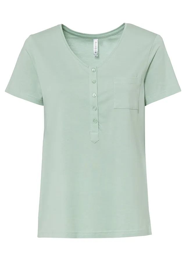 Tricou cu fentă cu nasturi
