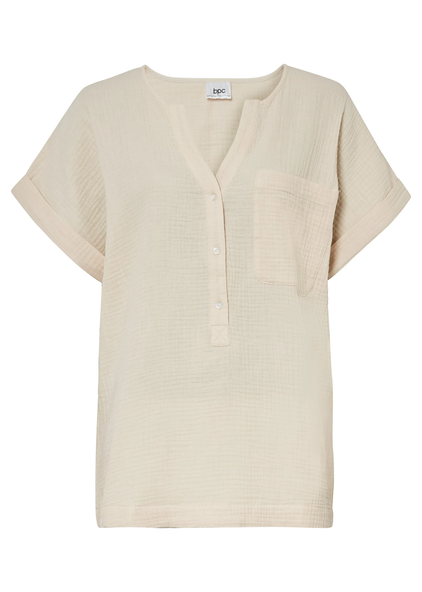 Mousseline blouse met korte mouwen • kiezelgrijs • product-page.page-title-suffix