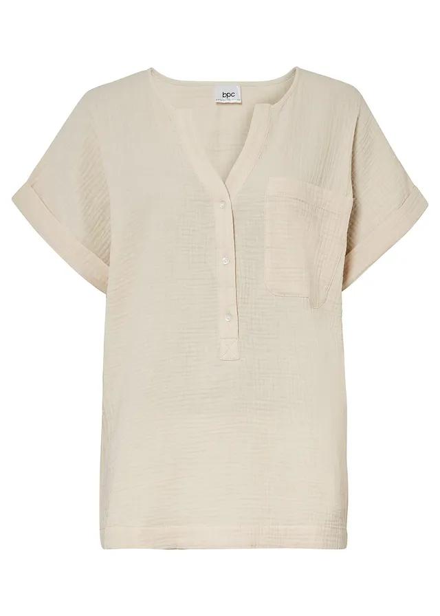 Mousseline blouse met knoopsluiting en zak