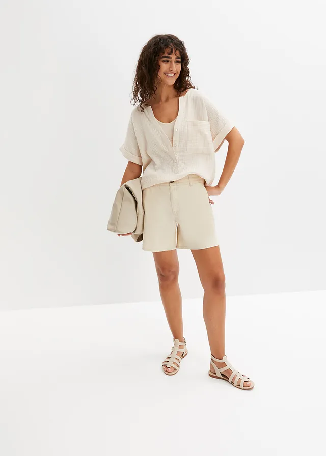 Mousseline blouse met knoopsluiting en zak