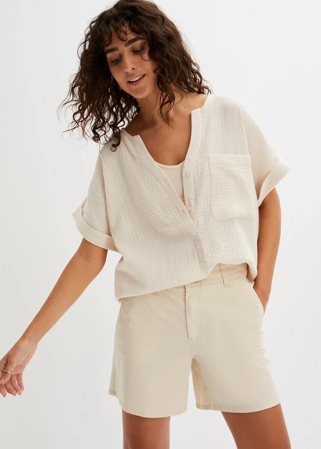 Mousseline blouse met korte mouwen • kiezelgrijs • product-page.page-title-suffix