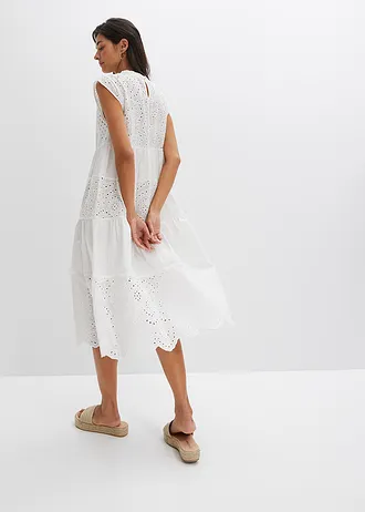 Midi šaty s krajkou, barva: bílá