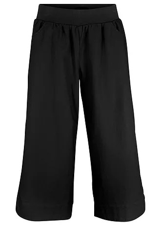 3/4 kalhoty ze směsi lnu a bavlny • černá • bonprix obchod