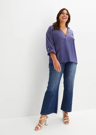 Robe midi en viscose fluide, Couleur: vert foncé/beige sable